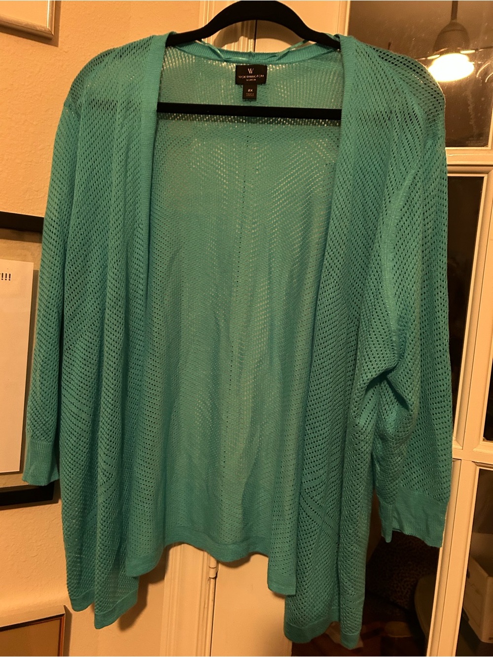 Worthington Open-Front Knit Cardigan - Turquoise
